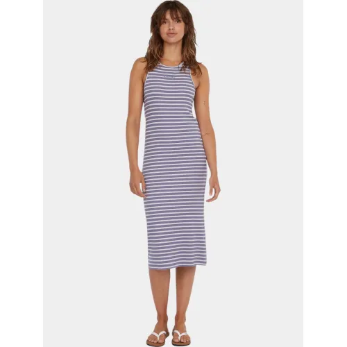 O'Neill O Neill Jess Midi Rib Dress Női Ruha 34530-Purple Yarn Dye Stripe
