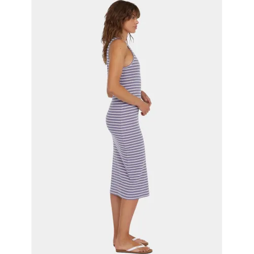 O'Neill O Neill Jess Midi Rib Dress Női Ruha 34530-Purple Yarn Dye Stripe