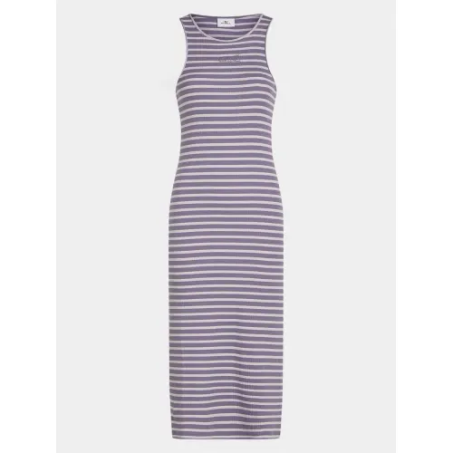 O'Neill O Neill Jess Midi Rib Dress Női Ruha 34530-Purple Yarn Dye Stripe
