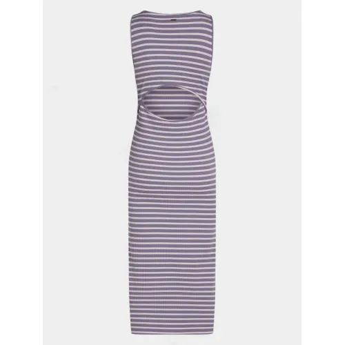 O'Neill O Neill Jess Midi Rib Dress Női Ruha 34530-Purple Yarn Dye Stripe