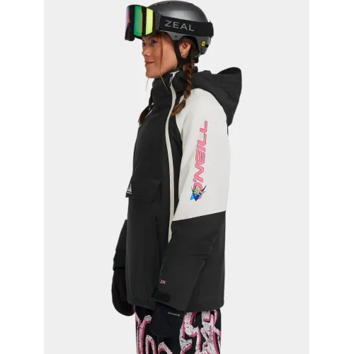 O'Neill FWC Play Asymmetric Snow Jacket Női Síkabát 49010-Black Out Colour Block