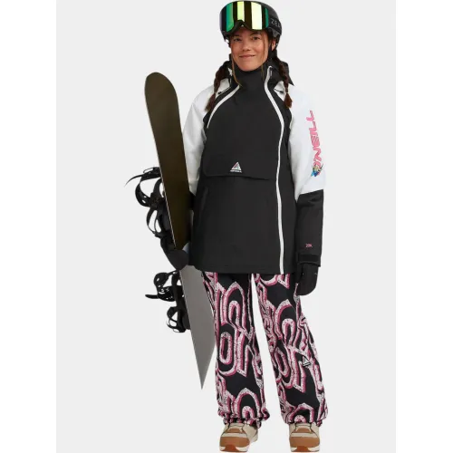 O'Neill FWC Play Asymmetric Snow Jacket Női Síkabát 49010-Black Out Colour Block