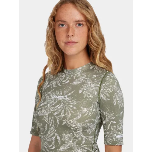 O'Neill Essentials Skin S/SLV Női Lycra 36077-Green Textured Jungle