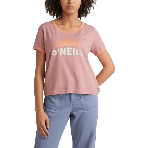 O'Neill Marri Ringer T-Shirt Női Póló 14023-Ash Rose