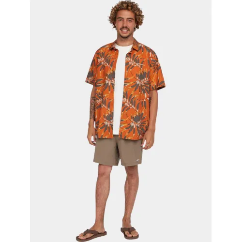 O'Neill O Neill Print Shirt Férfi Ing 32532-Orange Dipped Leaves