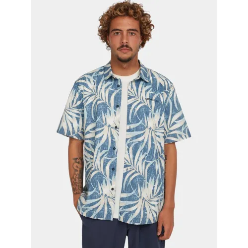 O'Neill O Neill Print Shirt Férfi Ing 35157-Blue Dipped Leaves