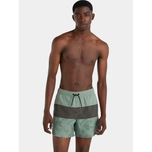O'Neill Mix & Match Cali Block 15   Swim Shorts Férfi Beachshort 36058-Green Vintage Surfer