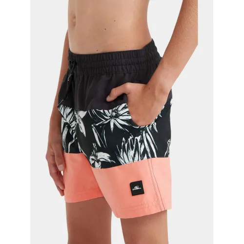 O'Neill Mix & Match Cali Block 13   Swim Shorts Junior-Gyerek Beachshort 39064-Black/White Tonal Tropicana