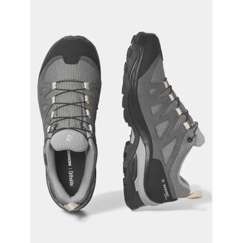 Salomon X Ward Leather Gtx W Női Túracipő 400GB-Gull/Black/Ebony