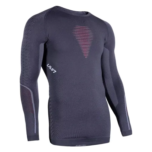 UYN Man Visyon Uw Shirt Lg Sl Férfi Aláöltözet G982-Charcoal Red White